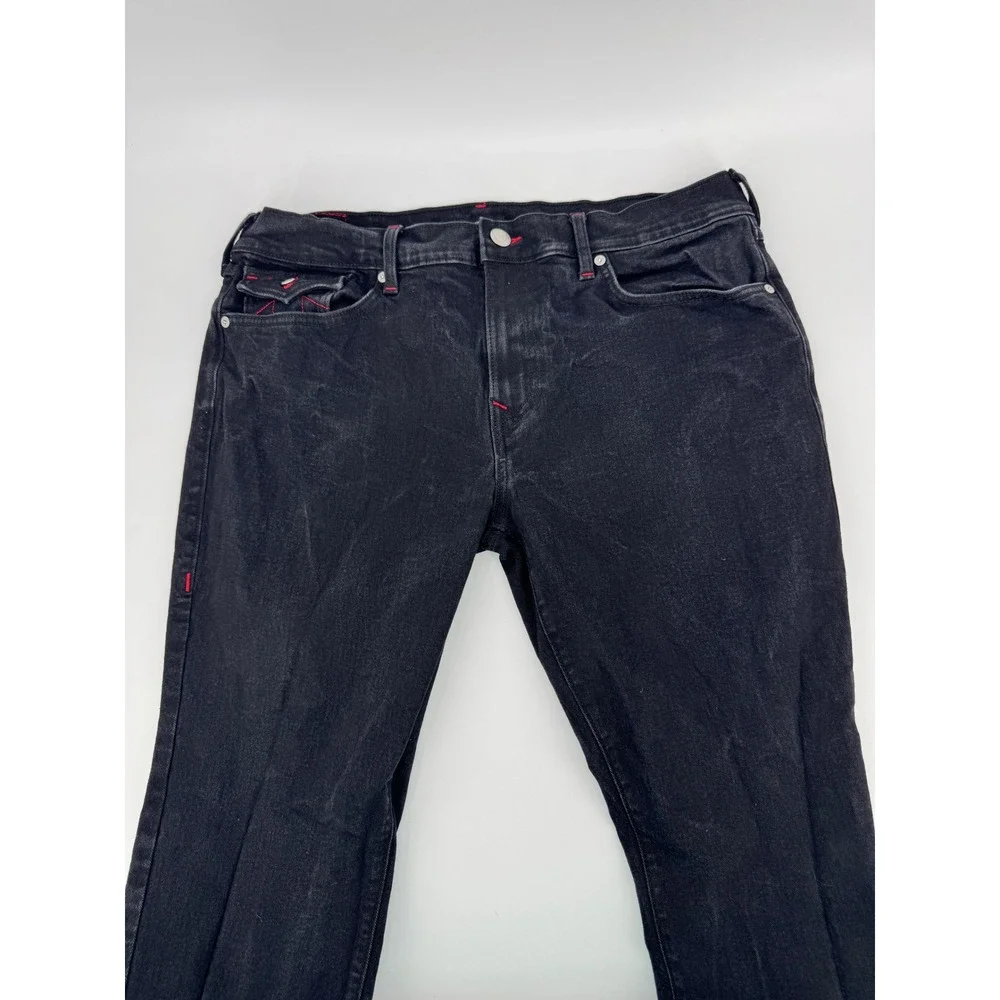 True Religion Geno Relaxed Slim Jeans Mens 38x32 Black Contrast Stitch Denim Y2K